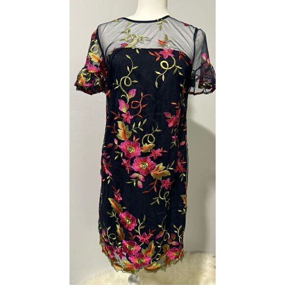 Trina Turk MWT Embroidered multicolor mesh top dress 4 - Picture 1 of 9